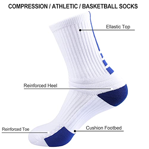 Finerview Elite Basketball Socks, 4 Pack Cushion Performance Crew Athletic Socks For Adult & Youth Kids thumb #2