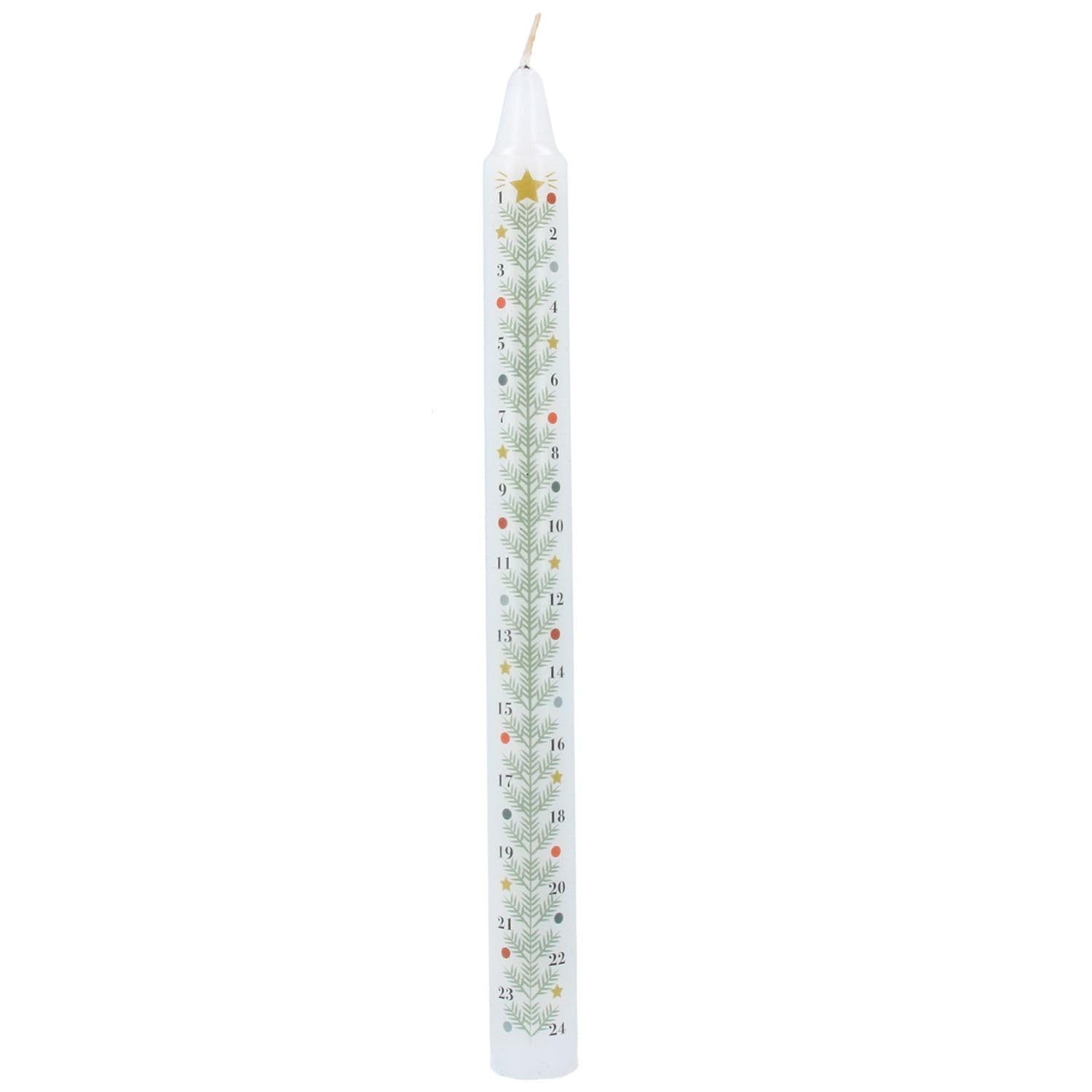 Gisela Graham White Christmas Tree Advent Candle 23Cm