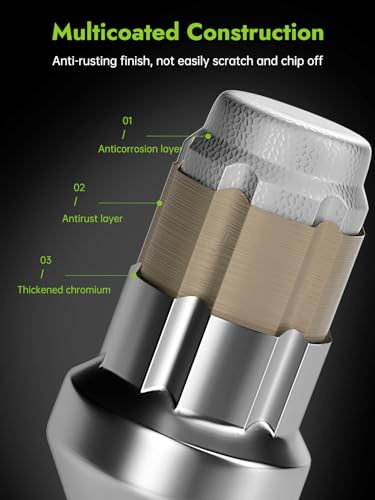 Image of AUTOPTIM M12x1.25 Spline Lug Nuts - 24Pcs Chrome Nut with Socket for Nissan | Replacement for 2005-2015 Nissan Armada, 2004-2019 Nissan Titan, 2000-2015 Xterra, 6 Point Closed End Aftermarket Wheel Lugs