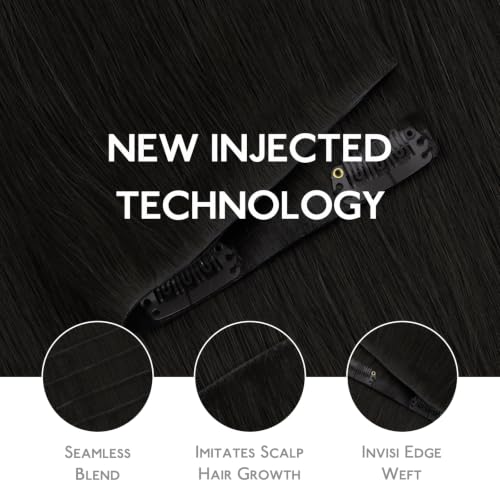 Image of WENNALIFE Invisible Edge Seamless Clip in Hair Extensions Real Human Hair