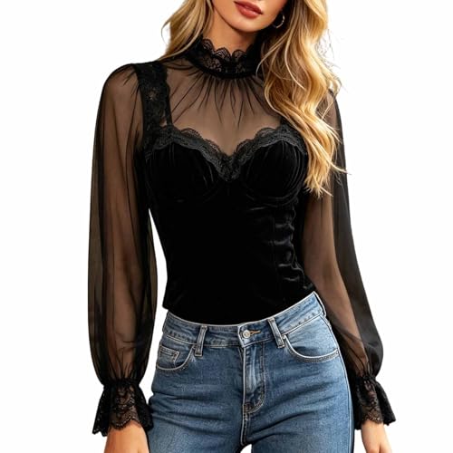 Blouse blanche femme dirndl en dentelle et boutons pression