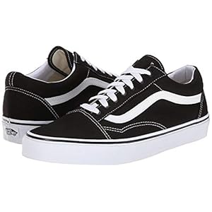 Vans Men’s Old Skool Sneaker, Canvas – Black/True White, Size 10