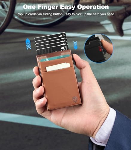 Image of TOYFID Slim Wallet for Men - Pop Up Card Holder Wallet,Minimalist Business Wallet,Credit Card Wallet with Money Pocket,Metal Card Case Wallet,RFID Blocking,Can Hold 6 Credit Cards