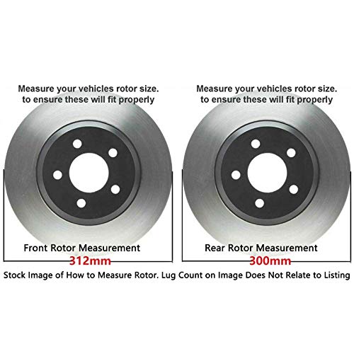 Image of Detroit Axle - RWD Brake Kit for 2004 2005 2006 Mercedes-Benz E500, Drilled & Slotted Brake Rotors Ceramic Brakes Pads Replacement: 12.28 inch Front & 11.81 inch Rear Rotors