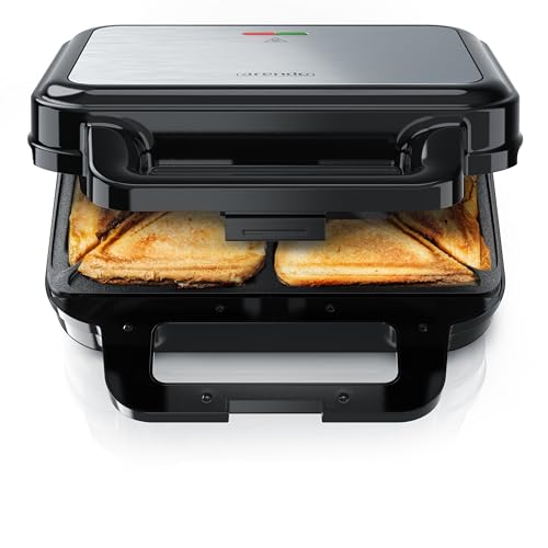 Arendo - Sandwichmaker mit abnehmbaren Platten - Antihaftbeschichtung - BPA frei - Temperaturkontrolle – Sandwich Maker - Sandwichtoaster für große Toasts