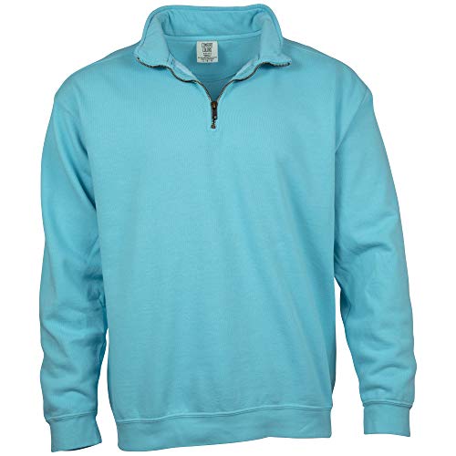 Comfort Colors Men s Adult 1 4 Zip Sweatshirt, Style 1580, Lagoon Blue, Medium