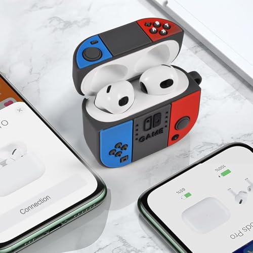 Image of Emoh Roced Case for AirPodS 4 (2024) with Keychain (ANC), Cute Cartoon Shockproof Protective Cover Compatible with Apple AirPods 4th Generation 2024 for Women and Boys (Nintendo)