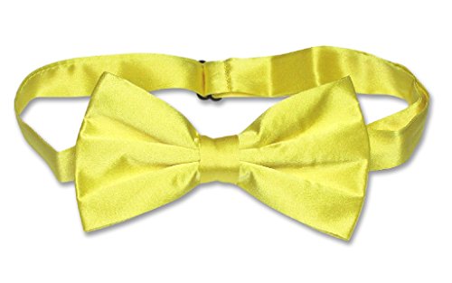 Vesuvio Napoli 100% SILK BOWTIE Solid YELLOW Color Men's Bow Tie for Tuxedo or Suit