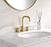 TimeArrow Brushed Gold 2 Handle 8 Inch Widespread Bathroom Sink Faucet with Pop-Up Drain, High Arc Modern Bathroom Vanity Lavatory Faucet 3 Holes with Brass 360° Swivel Spout, TAF830E-PB