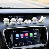6 Pcs Cute Cows Car Accessories Funny Adorable Cow Center Console Rear View Mirror Decoration Mini Cow Dashboard Decorations Cartoon Figurine Car Interior Accessories Cute Cars Decor for Women Men