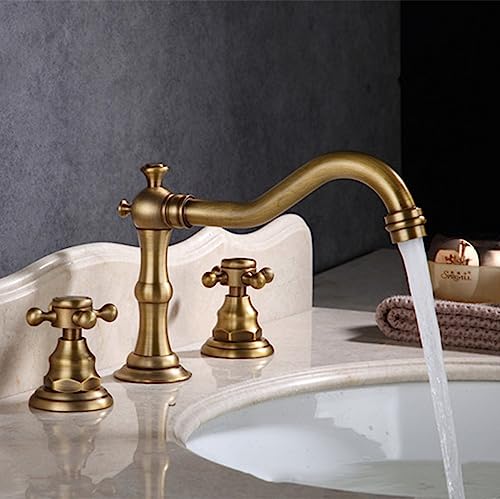 Robinet à 3 trous pour lavabo de bain en laiton massif anti-fuite