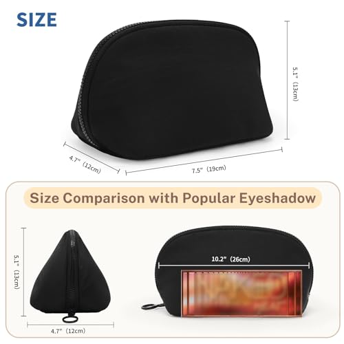 Small Makeup Bag Travel Toiletry Bag - Puffy Padded Make Up Bags for Women, Cute Cosmetic Organizer Case with Wide-Open, Quilted Pouch Purse for Essentials, Accessories, Brushes (Black, Small) 6