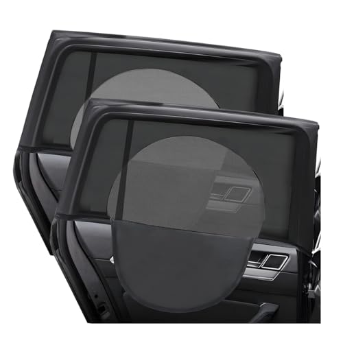 Zpana Car Window Shade, 2PCS Mesh Breathable UV Protection Vehicle Rear Side Window Cover with Zipper, Auto Seat Protection Sun Shade for Baby Family Privacy, Universal for Truck SUV Sedan