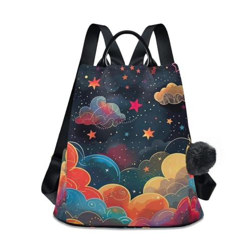 Sac à dos pour femme coloré avec étoiles et nuages tendance et antivol