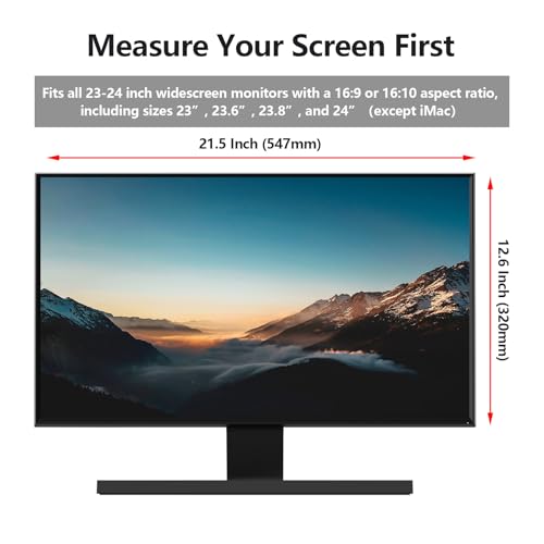 Image of 【2-Pac】22-24 Inch Computer Monitor Anti Blue Light Filter, Hanging Type | No Adhesive Installation | Reduces Eye Strain | Easy to Hang | Reusable Design | Scratch Resistant