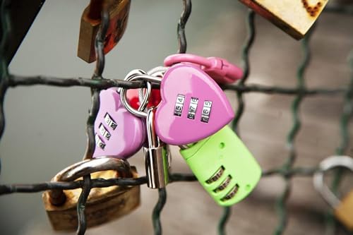 Image of 2Pcs Pink Combination Lock, Heart Shape 3 Digital Password Padlock, Mini Outdoor Combo Gate Lock for School Gym Locker, Fence Gate, Toolbox, Employee Hasp Locker Combination Padlocks Hardware