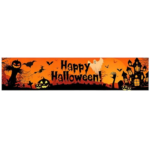 Banderín decorativo de Halloween, fondo decorativo de Halloween con varios estilos, 180 × 40 cm, banderín decorativo de casa encantada, decoraciones espeluznantes.