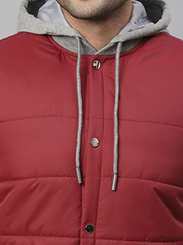 Image of Dennis Lingo Color Block Polyester Regular Fit Full Sleeves Men's Hooded Puffer Jacket with 2 Pockets - Lightweight Casual Winterwear for Men