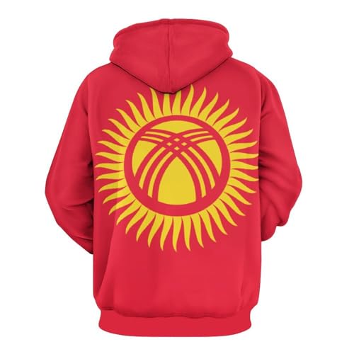 Sweat à capuche drapeau Kirghize de qualité supérieure, pull à manches longues pour homme - 4