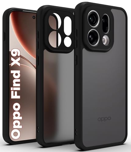Image of RIGGEAR Shockproof Sleek Hybrid Armor Back Cover Case for Oppo Find X9 5G (Smoke Black Matte PC + Black TPU Bumper)