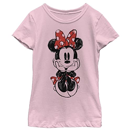 Disney Characters Sitting Minnie Sketch Girl's Solid Crew Tee