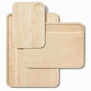 Caraway 4-Piece Cutting Board Set – Wood Cutting Board Set – Made From FSC-Certified Birch Wood – Mineral Oil & Wax Finish – 3 Sizes – Small, Medium, & Large – Storage Organizers Included