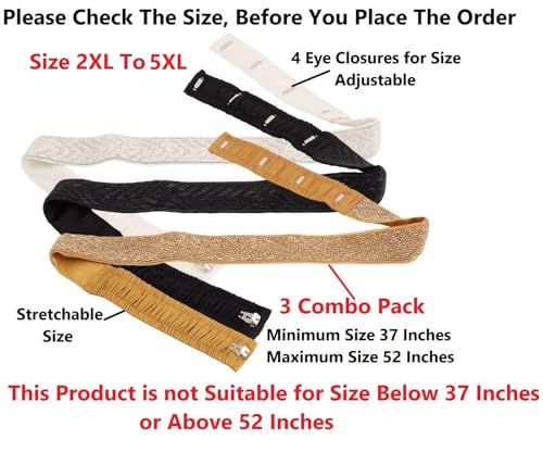 2XL to 5XL plus size Cloth belt adjustable XXL kamarband high waist Extra long kamarpatta for saree & lehenga for women (3XL Belt Plus Size Combo)3