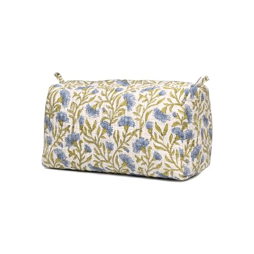 Image of Block N Style's Travel Hanging Toiletry Bag Pouch Dopp Kit for Men and Women Organizer for Cosmetics, Makeup Brushes, Jewelry, Shaving Tools and Travelling Accessories (White Blue)
