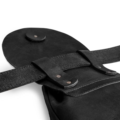 Bushcraft Bag, Portable Safe Pouch for Securely Storing Money, Coins, Bills, Valuables, Full Grain Leather, Handmade (Charcoal Black)3