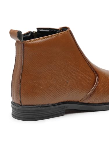 Image of Men's Vegan Leather Chelsea Boots - Classic Almond Toe Ankle Boots with Textured Finish | Formal & Smart Casual Boots