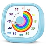 HIPPIH Visual Timer for Kids - 60 Minute Pomodoro Timers for Classroom Kitchen Office, Countdown Kids Timer Clock with Rainbow Disk, Desk Time Management Tool for Toddler with Silent Operation, Blue
