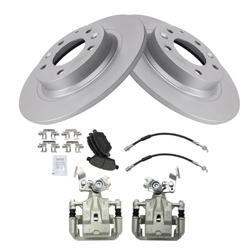 Image of TRQ Rear Brake Pad & Rotor Kit Ceramic Premium G-Coated Compatible with 2009-2013 Mazda 6