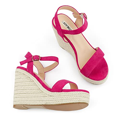 Image of JOY IN LOVE Womens Espadrilles Wedge Sandals Platform Heels Ankle Strap Open Toe Buckle Sandals