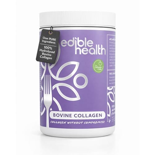 Edible Health Collagen Powder 400g, Types 1 & 3 Protein Peptides, 18 Amino Acids, Hydrolysed Bovine Collagen Supplement, Paleo Keto Kosher Halal