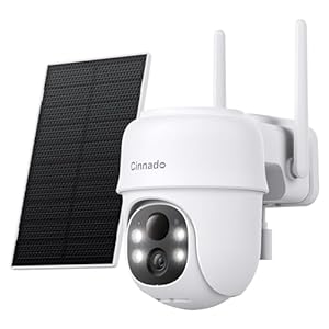 Cinnado Solar Security Camera Outdoor Wireless 2K CCTV Camera Systems House Security, Solar Battery Powered, PIR Detection, 360° Color Night Vision, Siren, Works with Alexa