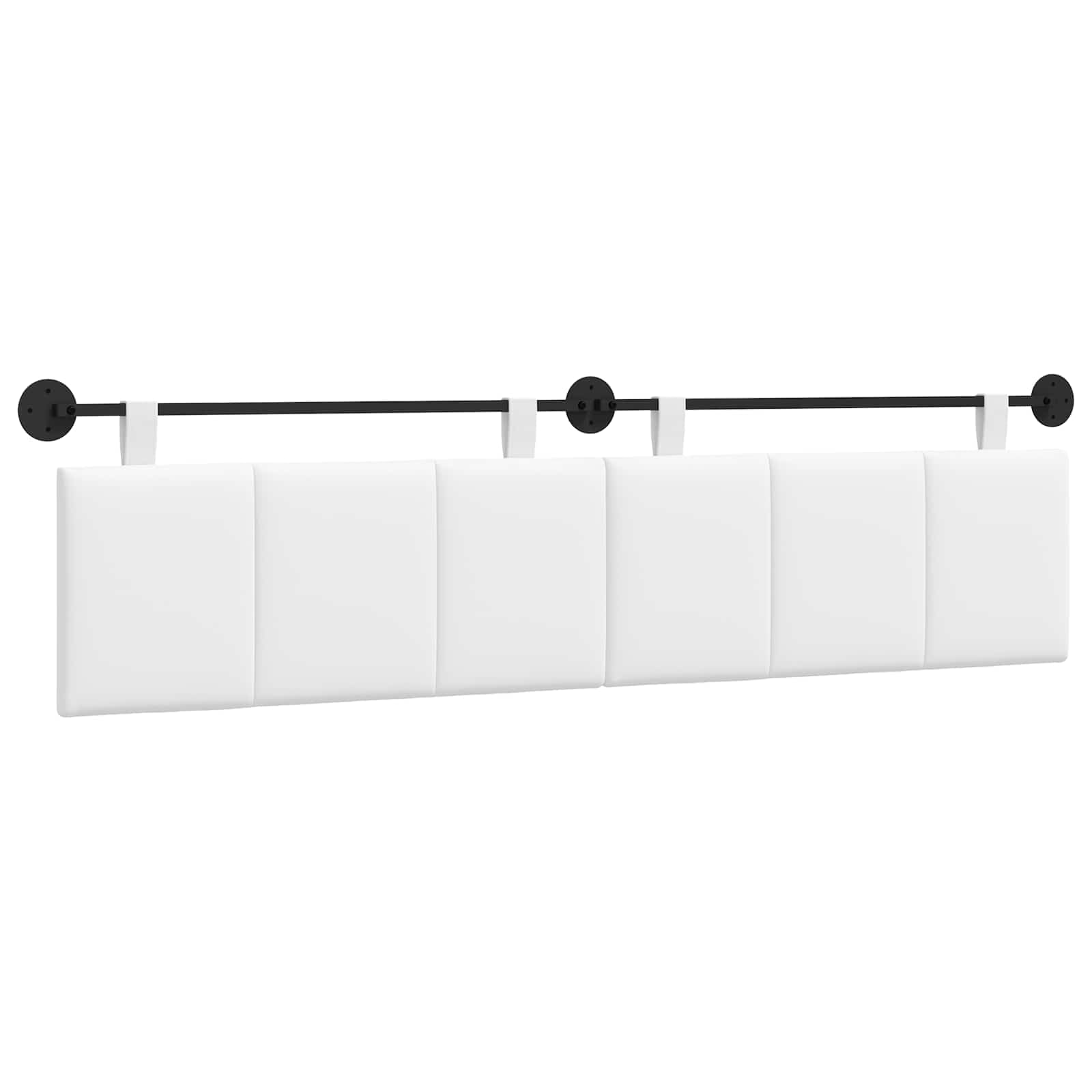 Tête de lit suspendue blanche - Panneau mural rembourré en tissu pour une largeur totale de 210 cm - Tête de lit moderne avec kit de montage mural et sangles réglables pour chambre à coucher