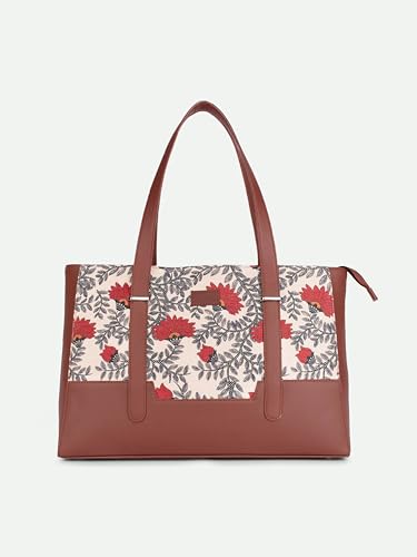 Image of ZOUK Handcrafted Vegan Leather Travel Tote Bag for Women with Multiple Compartments | Spacious Water-Resistant Shoulder Bag for Travel, Vacation, Day Trips |
