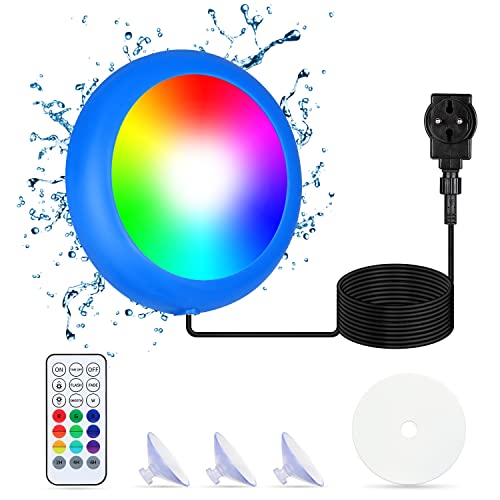 KWODE LED Illuminazione della piscina subacquea per parete della piscina della struttura, magnete subacqueo 10W RGB con 18 perline LED, IP68 impermeabile, cavo 7m