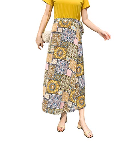 RiZ-ZOAWD - Falda larga para mujer, muselina, bailarina bohemia Maxi playa, cintura alta 8 Talla única Cover