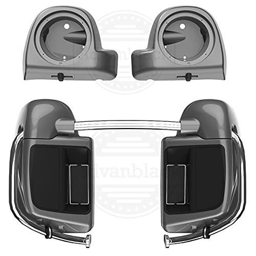 Moto Onfire Lower Leg Fairings, Charcoal Pearl, 6.5 inch Speaker Box Pods For Harley Touring, Road Glide, Street Glide, Road King, 2014 2015 2016 2017 2018 2019 2020