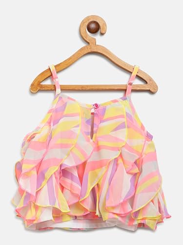 Image of Nautinati Baby Girls Printed Strappy Tiered Top with Shorts Clothing Set | Age 0-3 Years