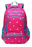Lightweight Girls School Bags for Kids Backpack for Junior Students Child Shoulder Bag Back Pack(Rose Red & Blue)