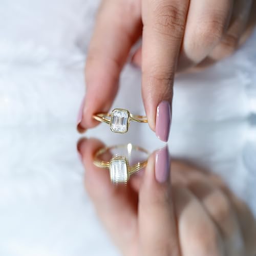 Moissanite Solitaire Bypass Ring in Bezel Setting | Promise Engagement Jewelry | D-VS1 Quality4