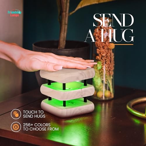 Friendship Lamp® by Filimin Set of 2 Long Distance Touch Lamps – WiFi Connected, Long Distance Gifts, Touch Activated Table Lamp, Long Distance Friendship Gifts, LED Light - Mini Mid White/Black