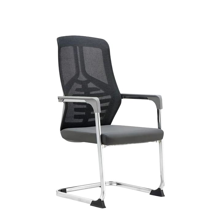 Image of Redefine Watt Retro Visitor Chair with Zebra Lines Mesh Back and Solid Chrome Base Chair Suitable for Reception |Home| Conference Room | Study |Computer (Astro)