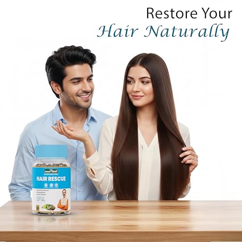 Image of Jeena Sikho Ayurveda Hair Rescue Capsules | Ayurvedic Supplement for Men & Women | Supports Hair Health, Scalp Care & Natural Shine | With Amla, Brahmi, Giloy & Bhringraj | 60 Capsules, Pack of 1