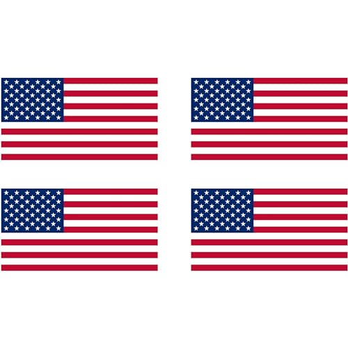 Rogue River Tactical 4 Pack USA American Flag Decal Bumper Sticker 5x3