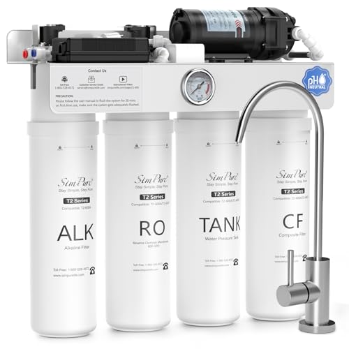 SimPure T2-600A Reverse Osmosis Water Filter System Alkaline Water, NSF/ANSI 58 Certified, Built-in...