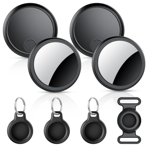 Image of Air Tracker Tags-4 Pack Black, with Apple MFi Certified, Bluetooth Tracker Work with Apple Find My (iOS Only), 2 Years Battery, Smart Tag with Diverse Holder,100dB Item Finder for Luggage Key Suitcase