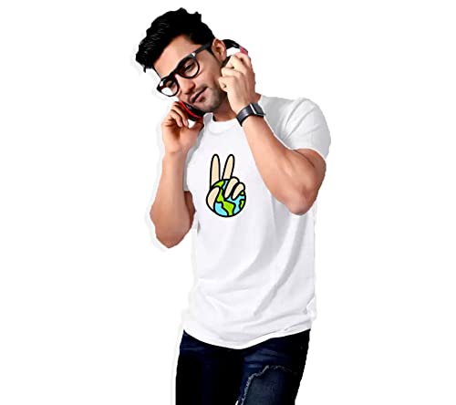 Image of DBURKE Men's T-Shirt Solid Round Neck Half Sleeve T-Shirt Sports & Gym (World Piece)